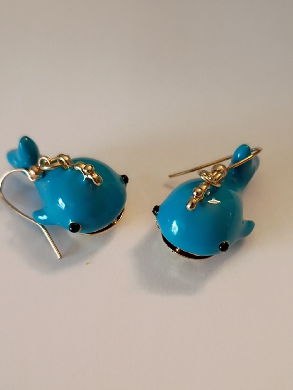 Blue Dolphin Drop Earrings - Cute Marine Charm